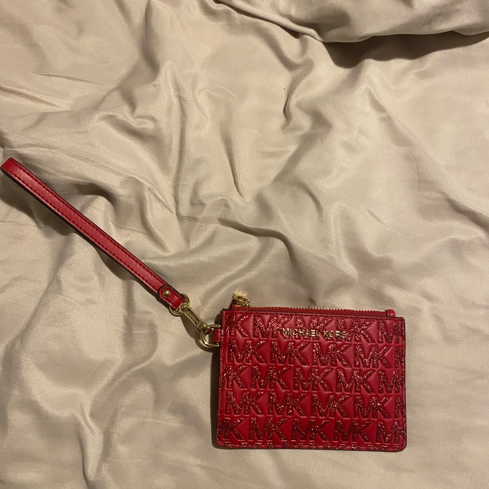 Michael Kors Crimson Wristlet with Gold Accents